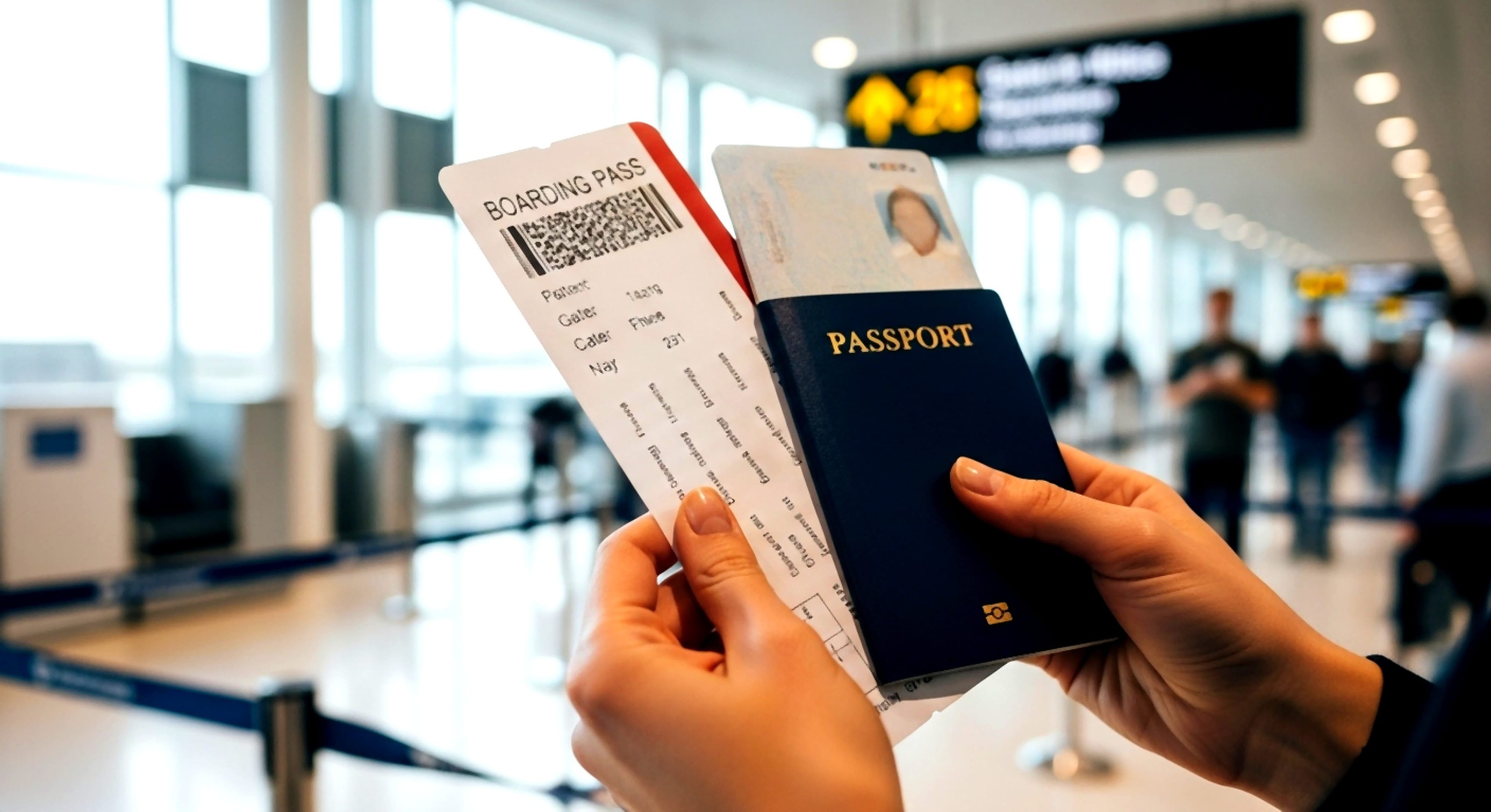 A Person Holding a Boarding Pass and Passport