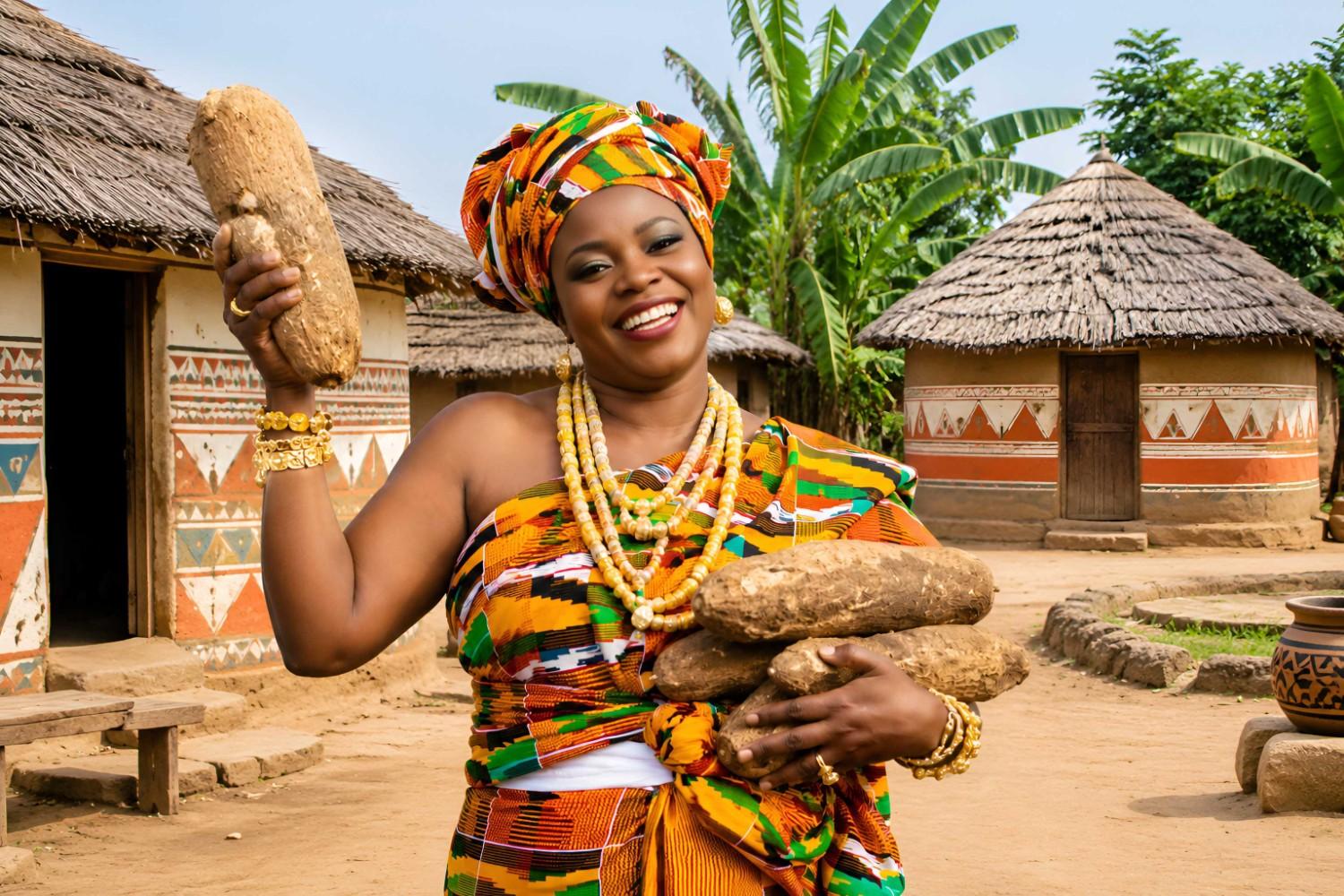 A Woman Holding Yam During The Festival