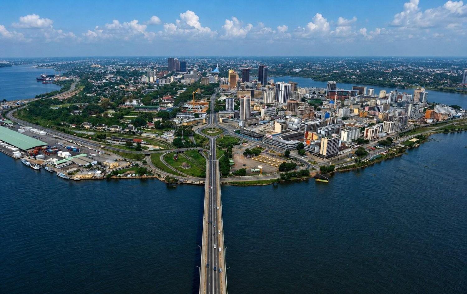 Abidjan City Skyline And Lagoon View