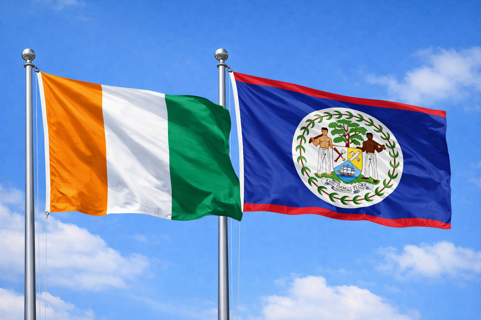Belize And Ivory Coast Flags