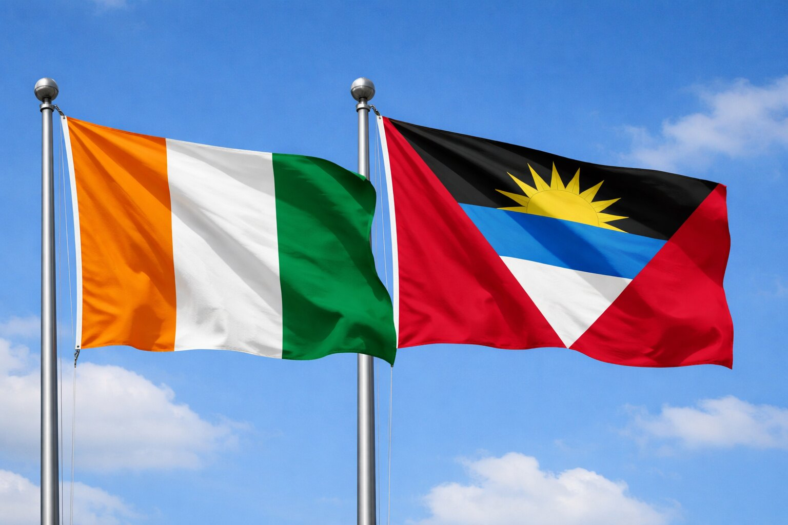 Antigua And Barbuda And Ivory Flags