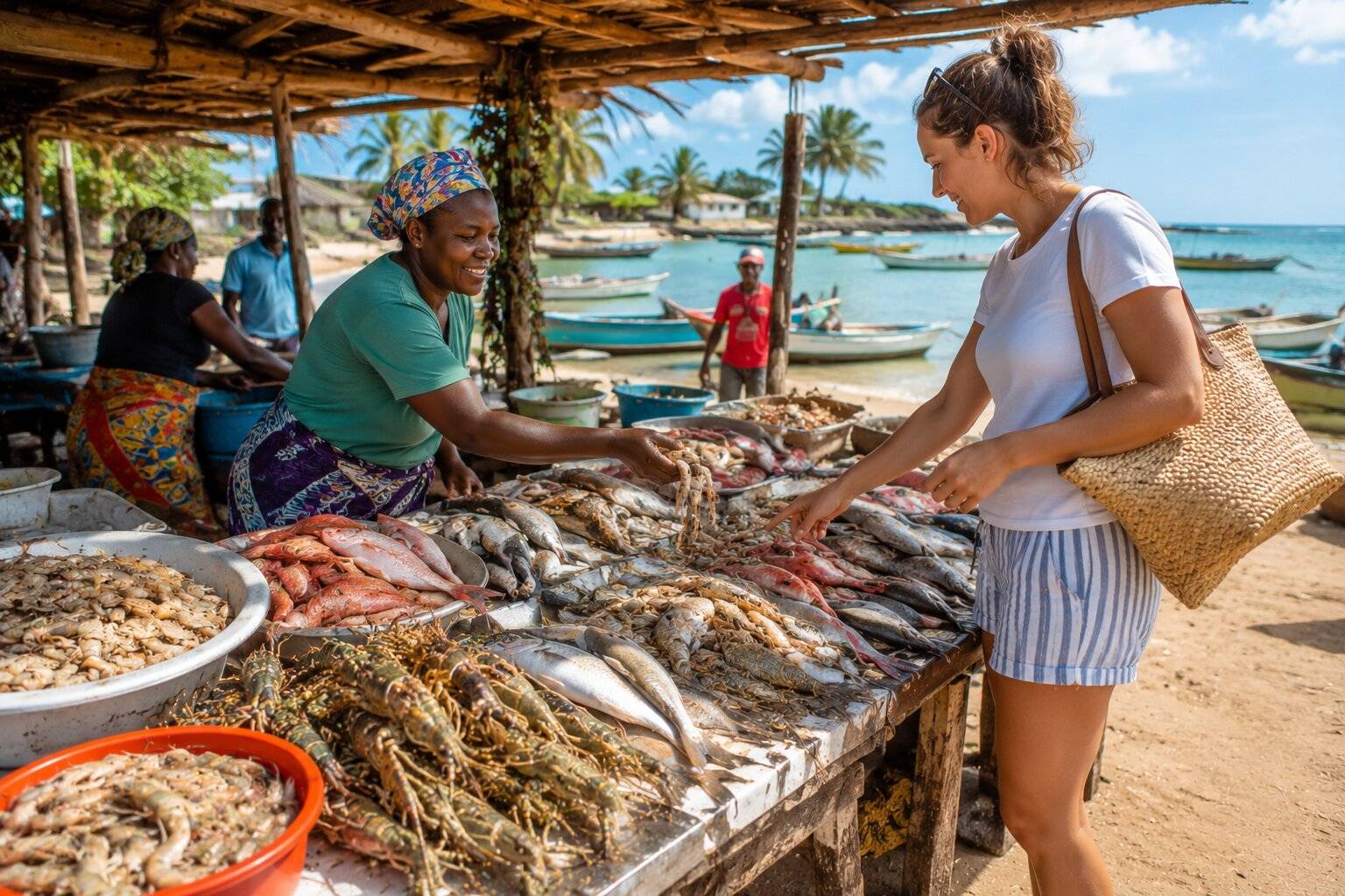 Coastal seafood market in Vilanculos