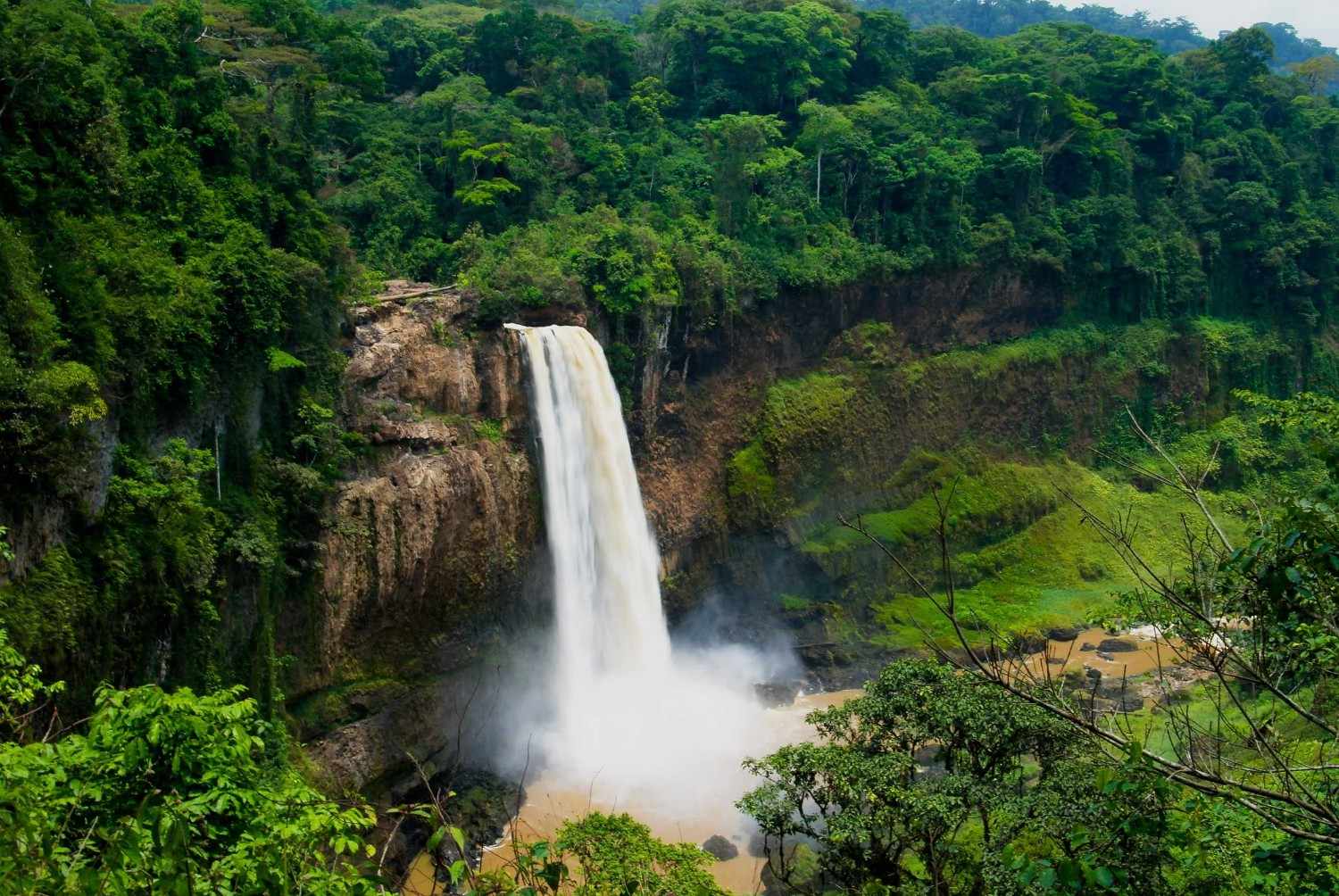 Ekom Waterfall At The Nkam River In Cameroon