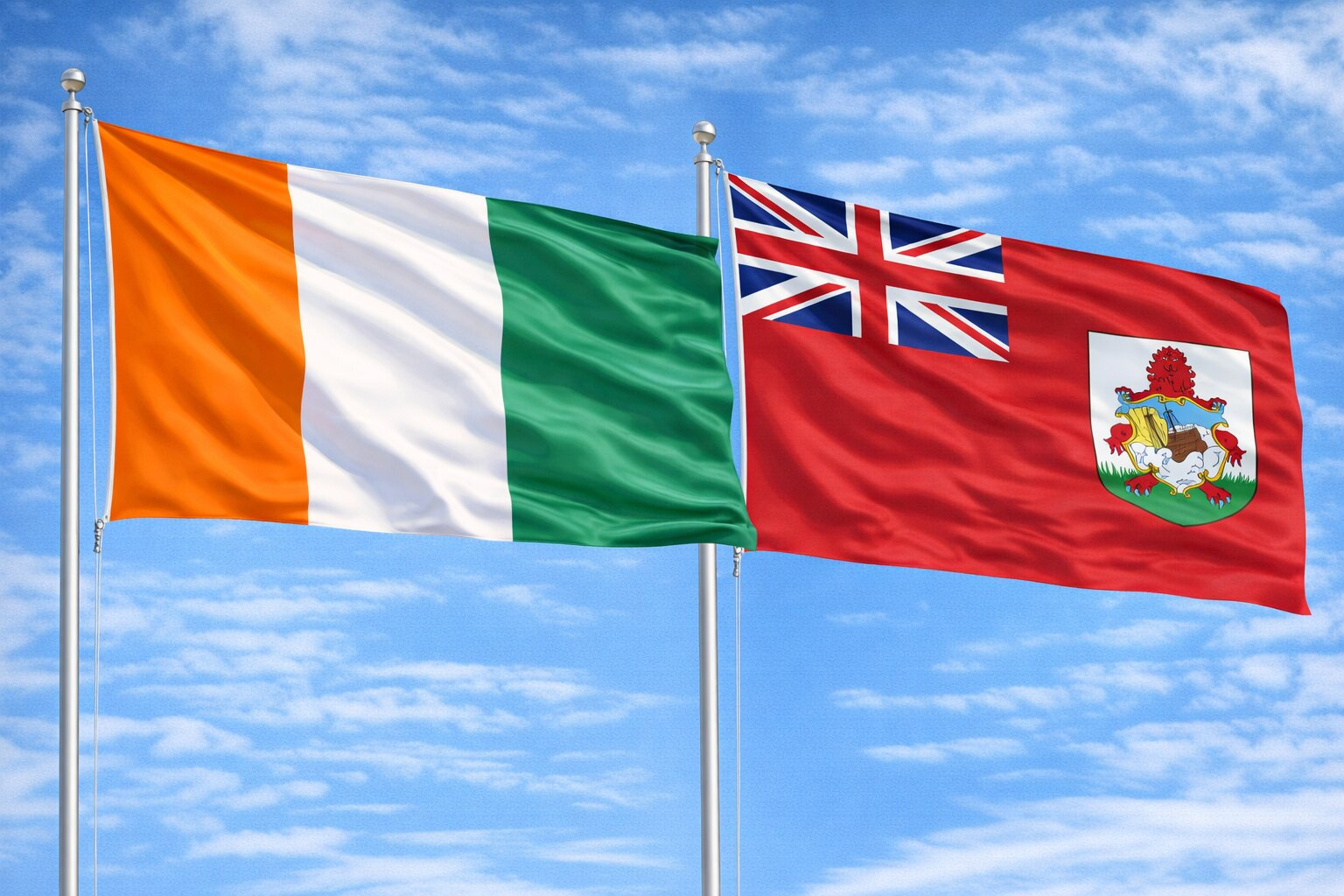 Flags Of Ivory Coast And Bermuda