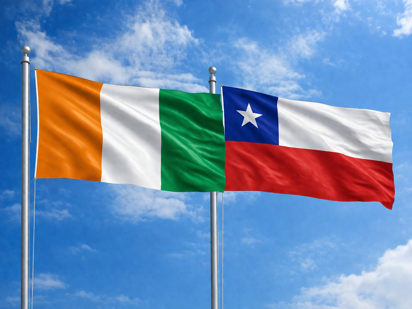 Flags Of Ivory Coast And Chile
