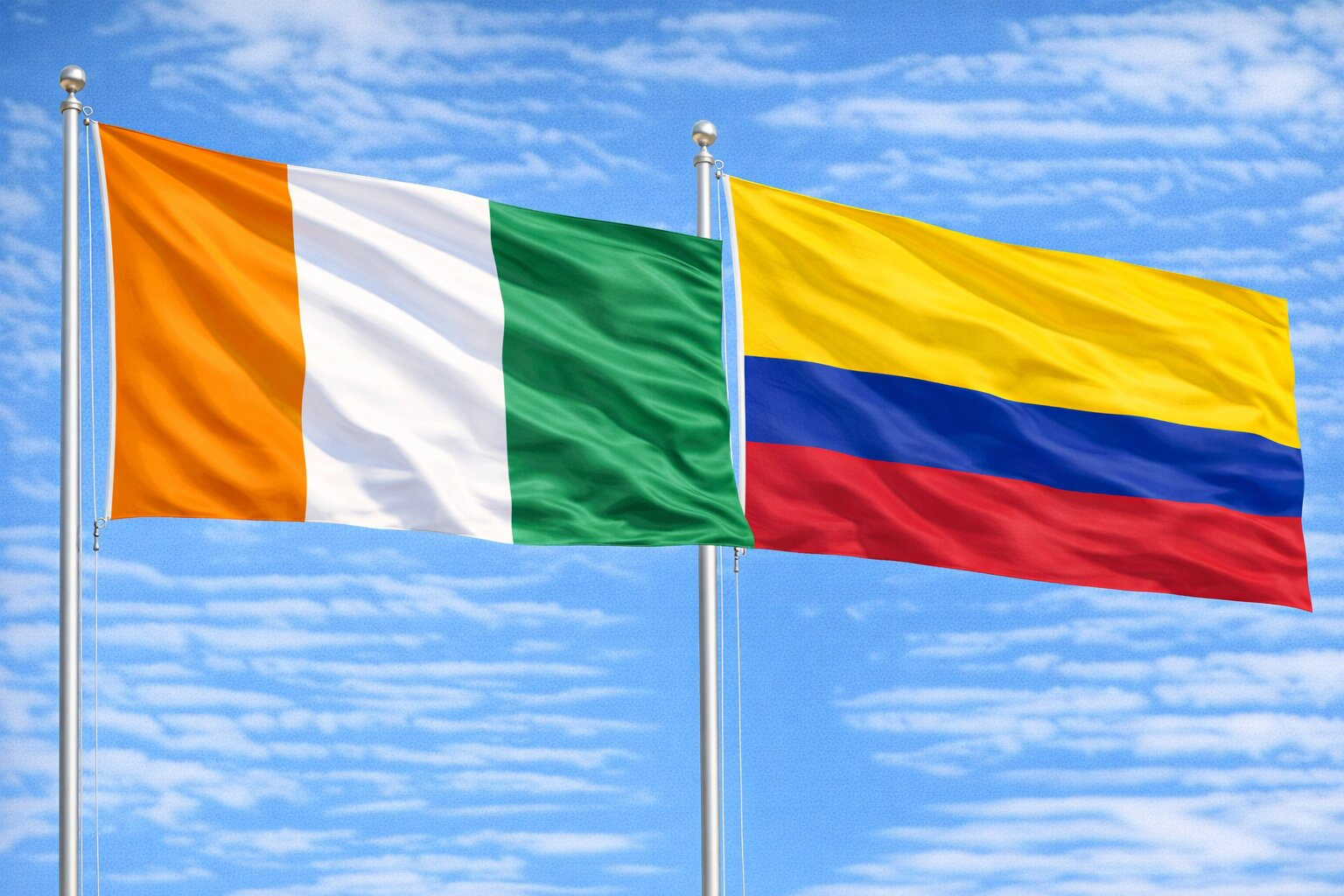 Flags Of Ivory Coast And Colombia