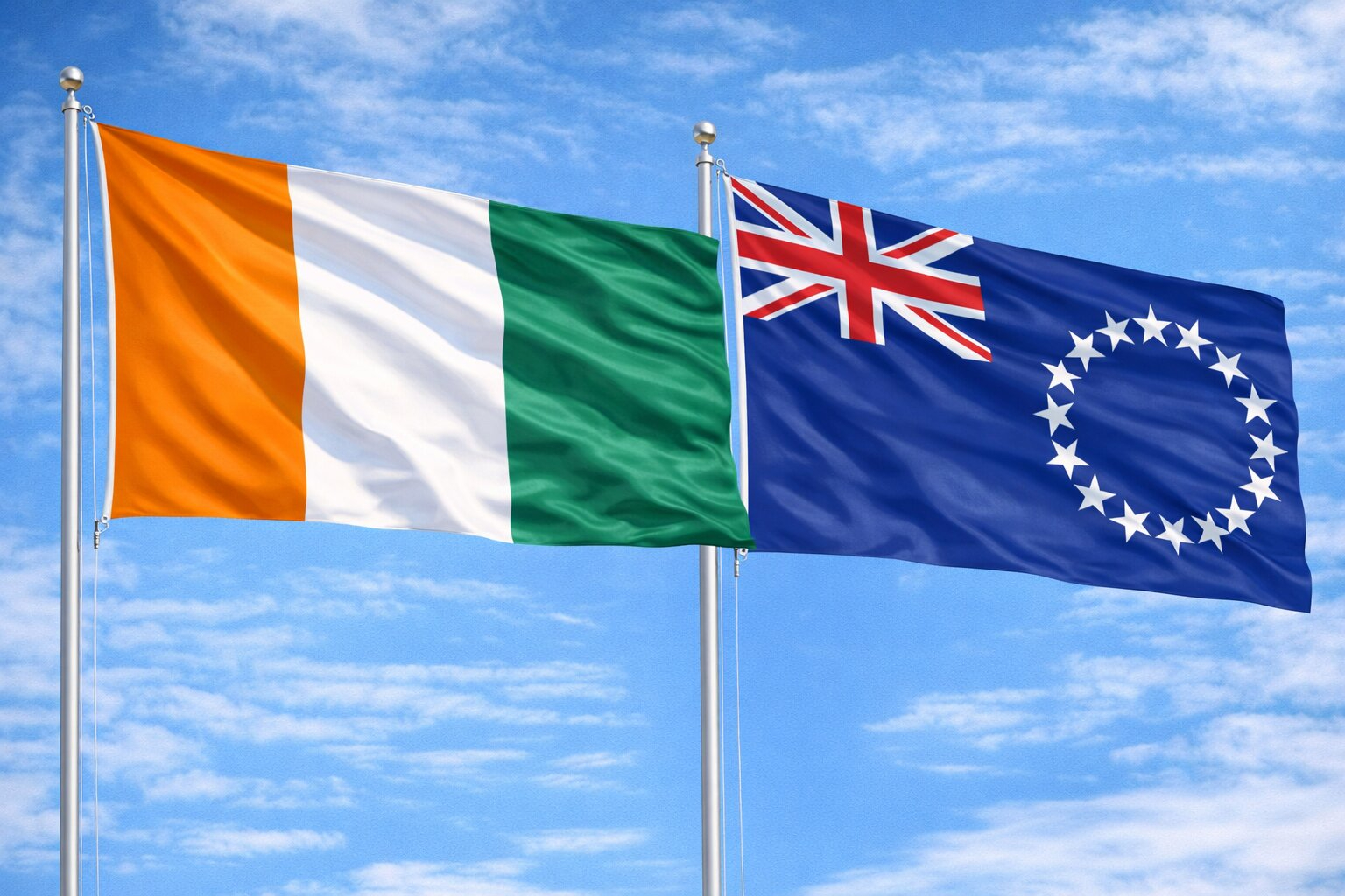 Flags Of Ivory Coast And Cook Islands