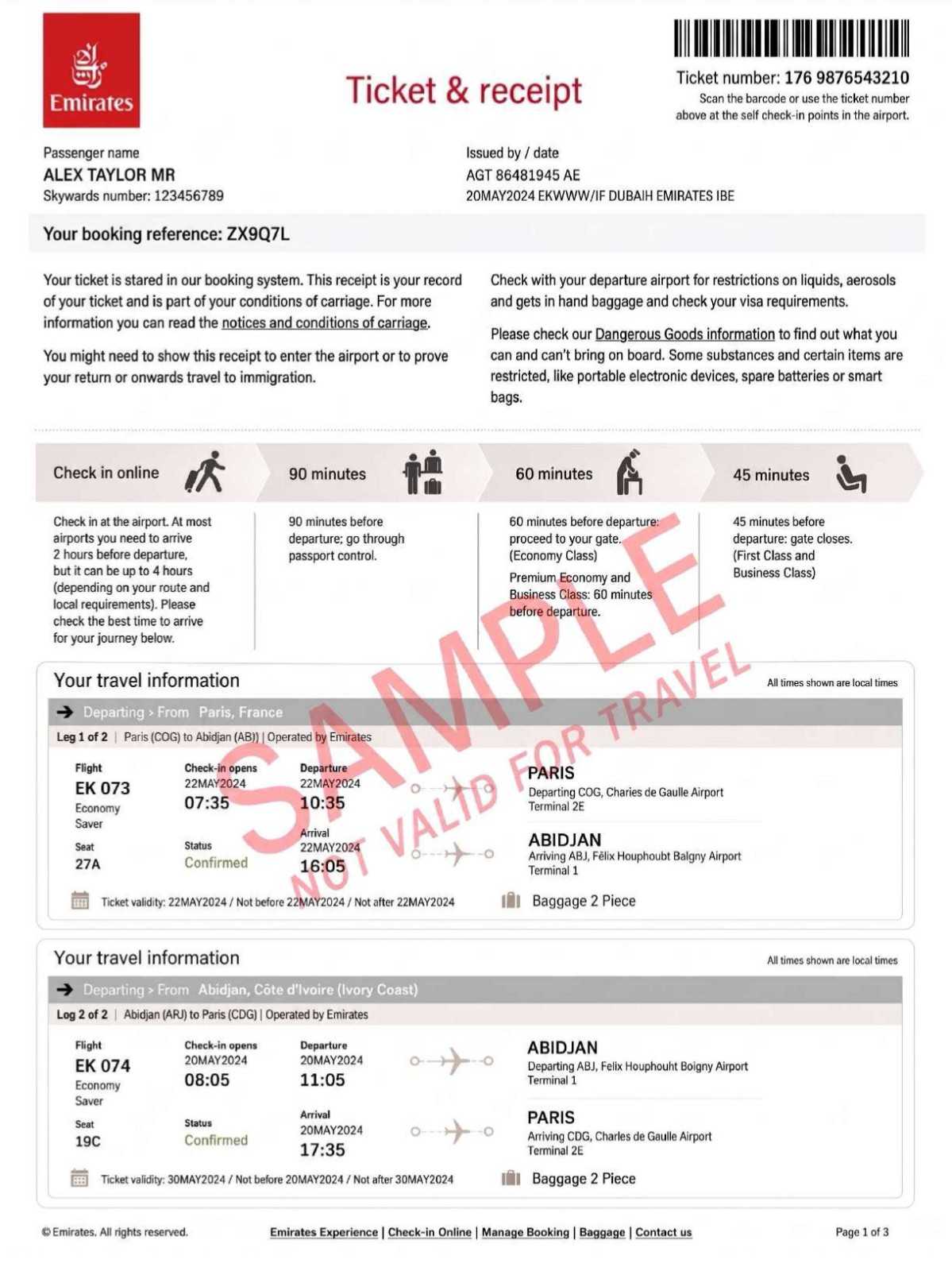 Flight Ticket Sample
