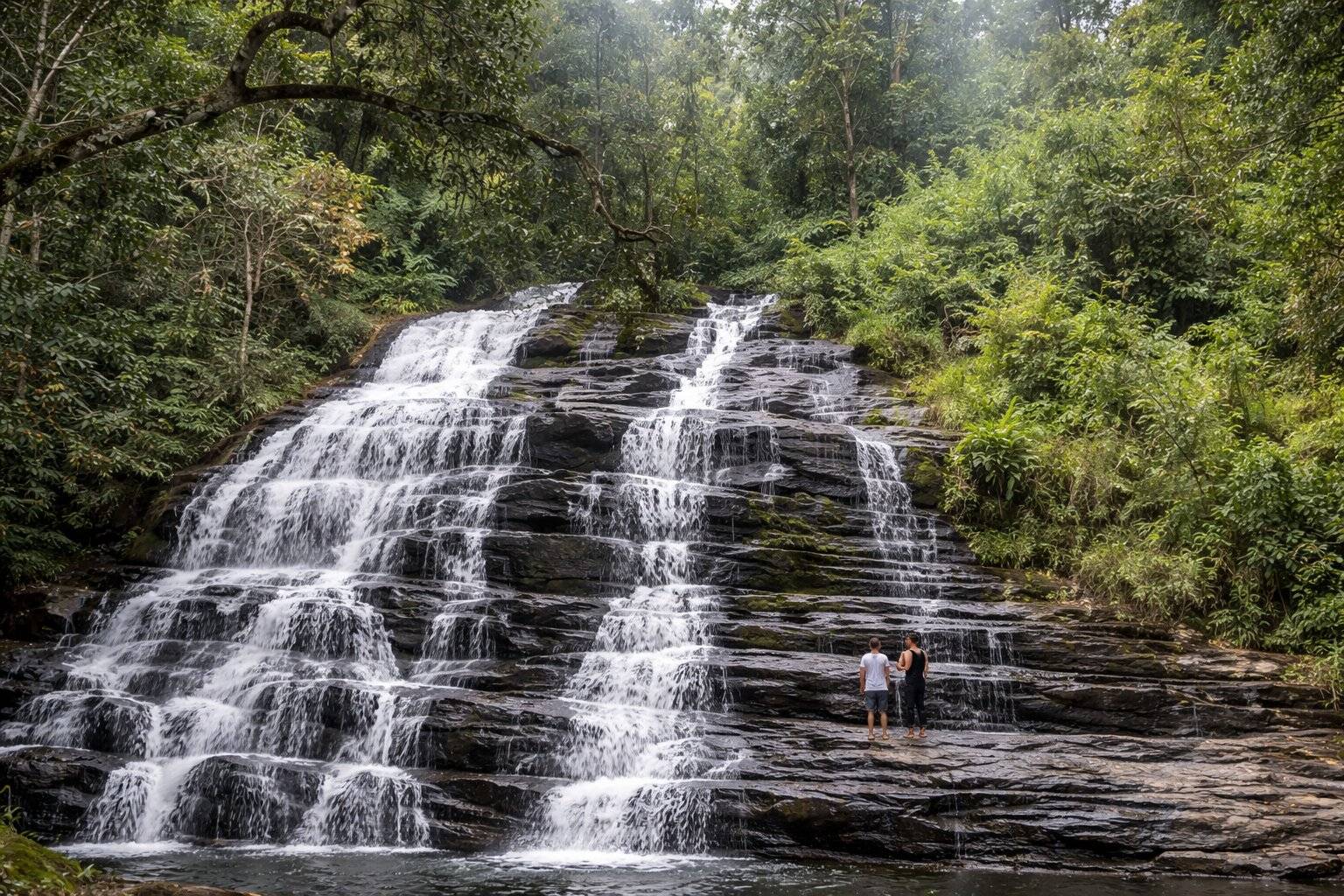 Forest Waterfall In A Lush Rainforest