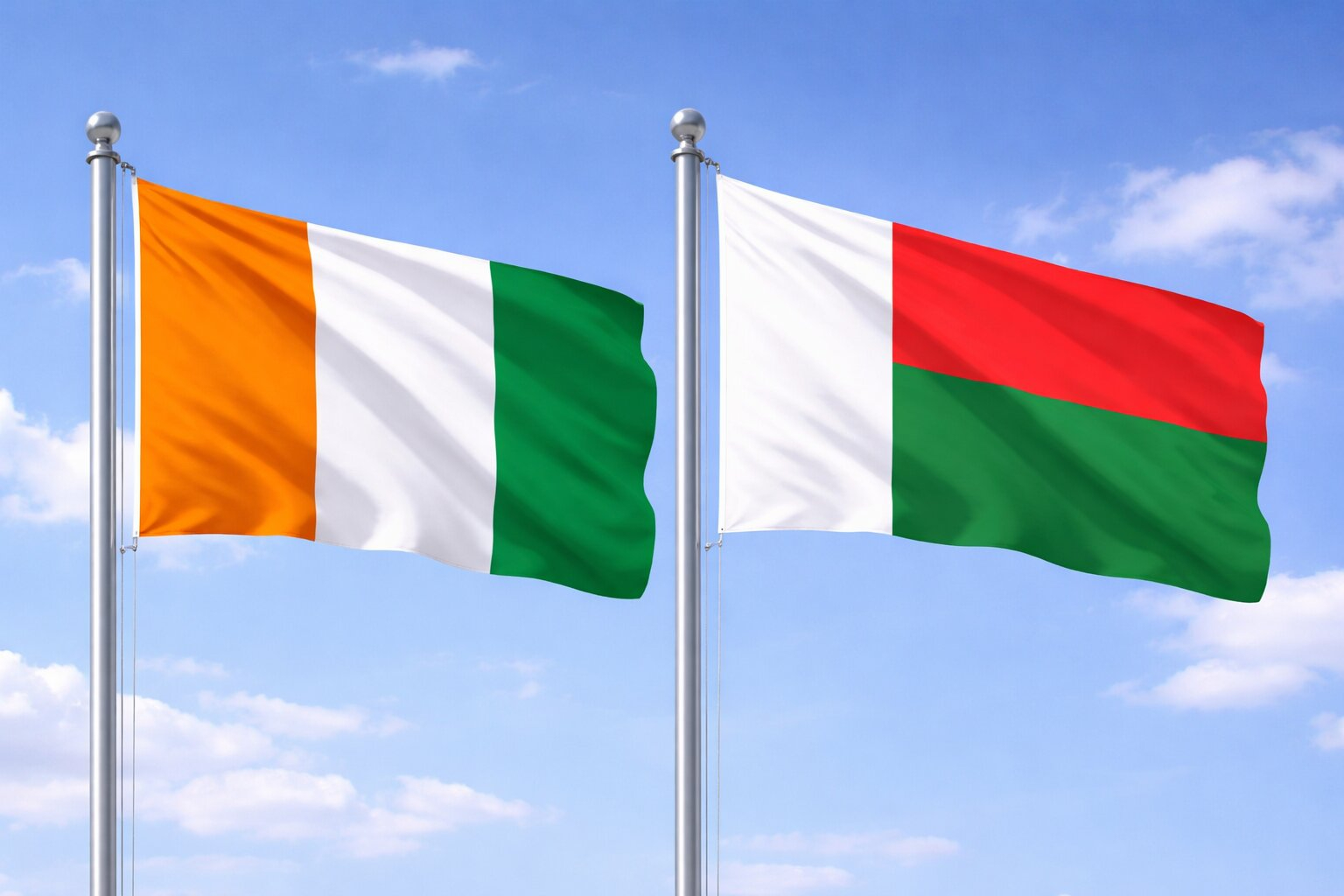Madagascar And Ivory Coast Flag