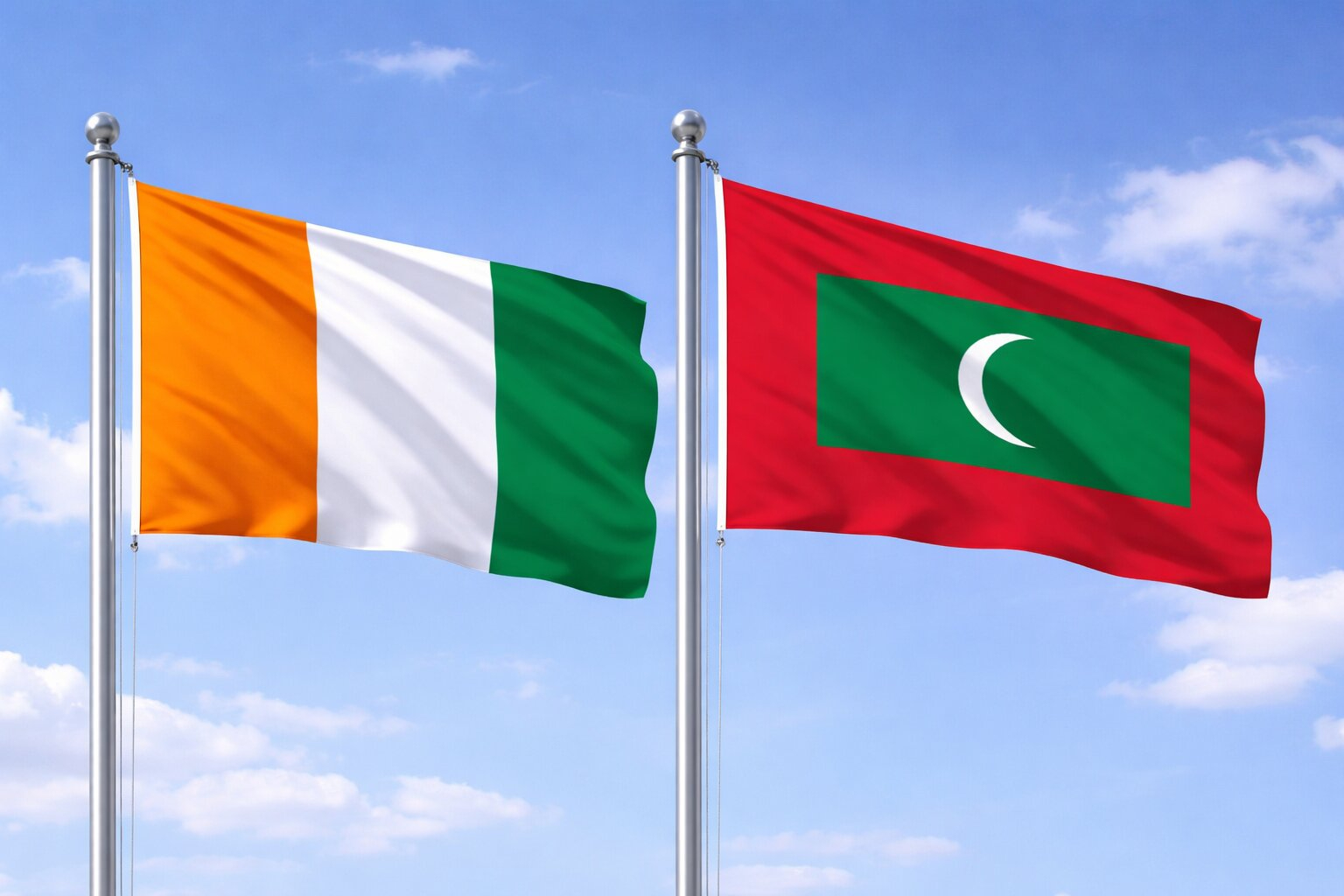 Maldives And Ivory Coast Flag