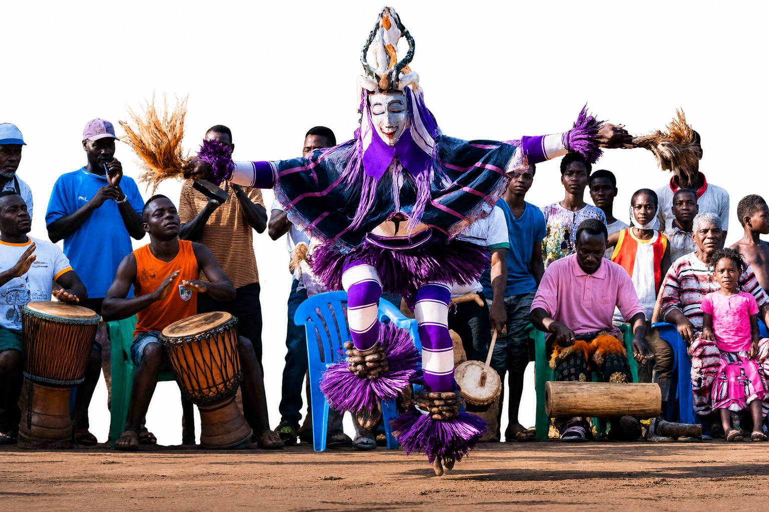 Masked Dancer At An Ivorian Cultural Festival
