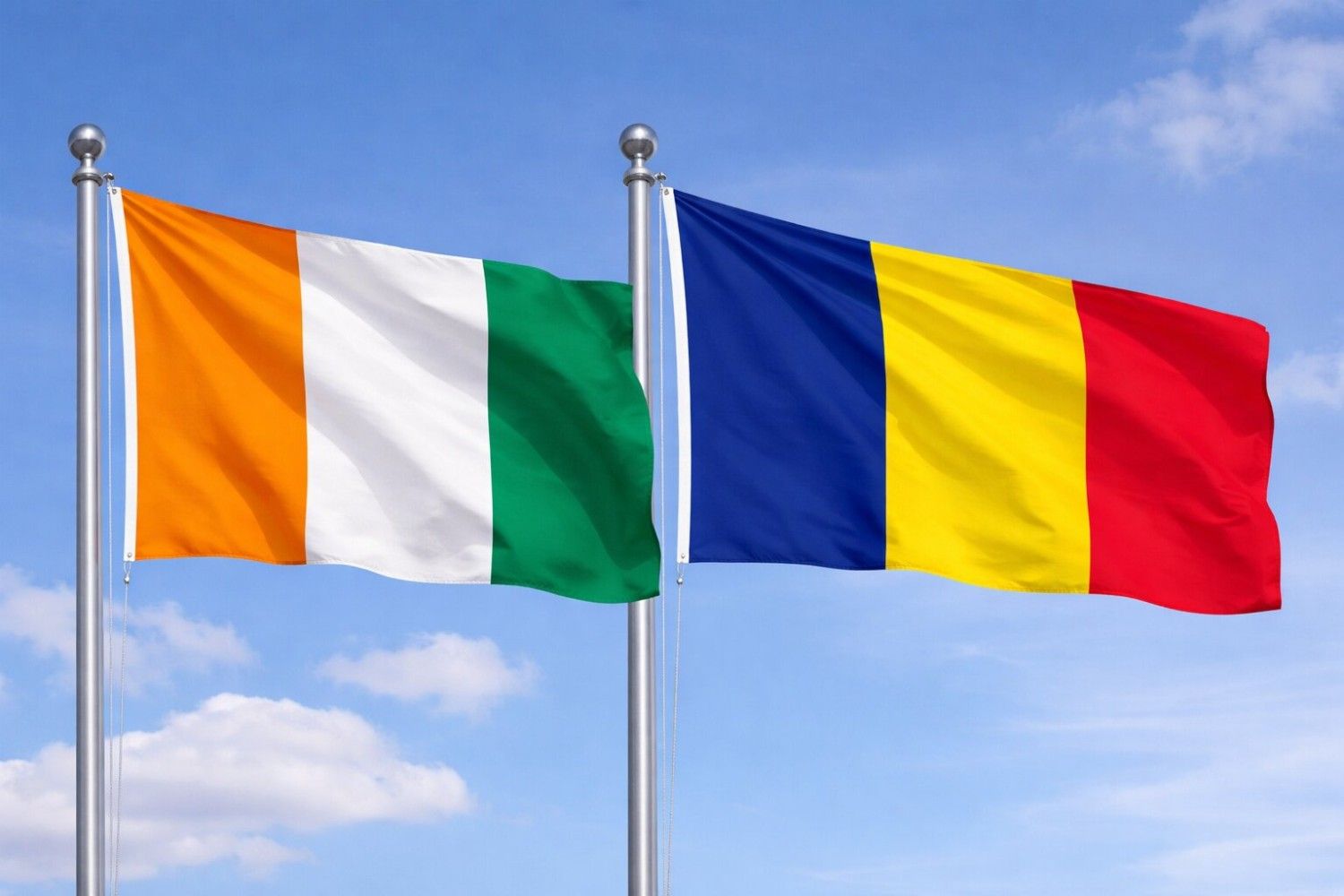 Romania And Ivory Coast Flag