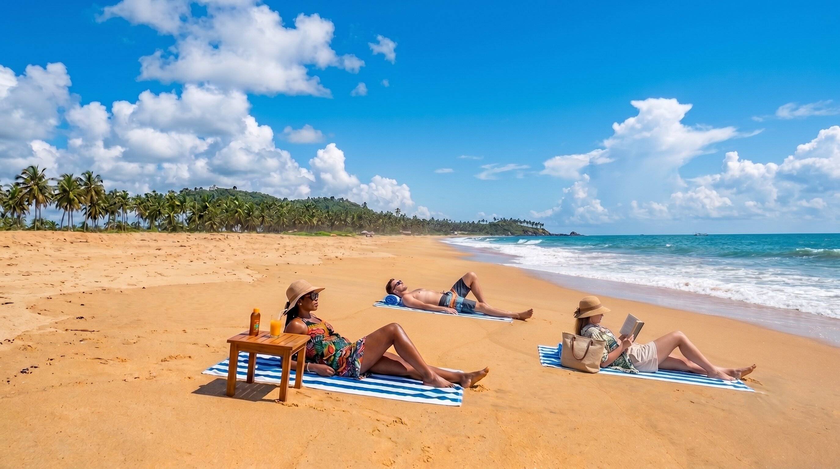 Tourist relaxing at Grand-Lahou Beach