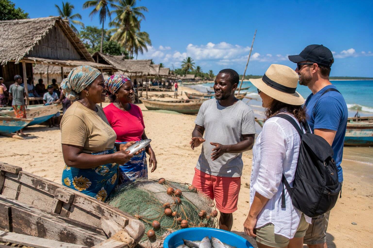Tourists visiting Vilanculos fishing community