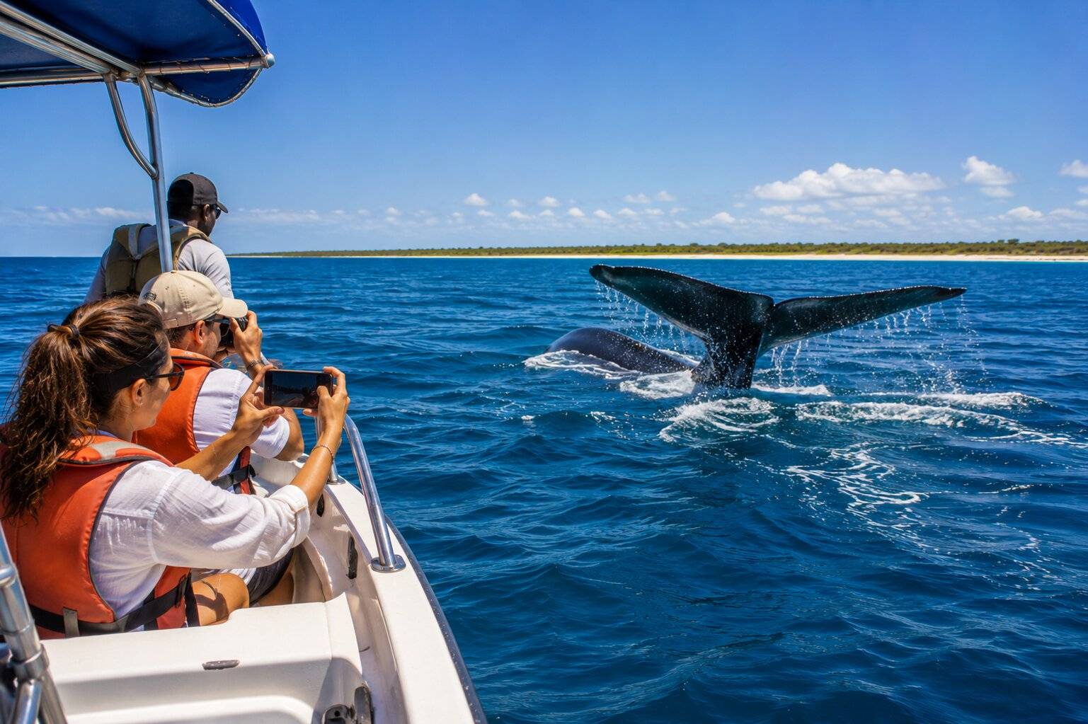 Tourists watching whale near Vilanculos boat