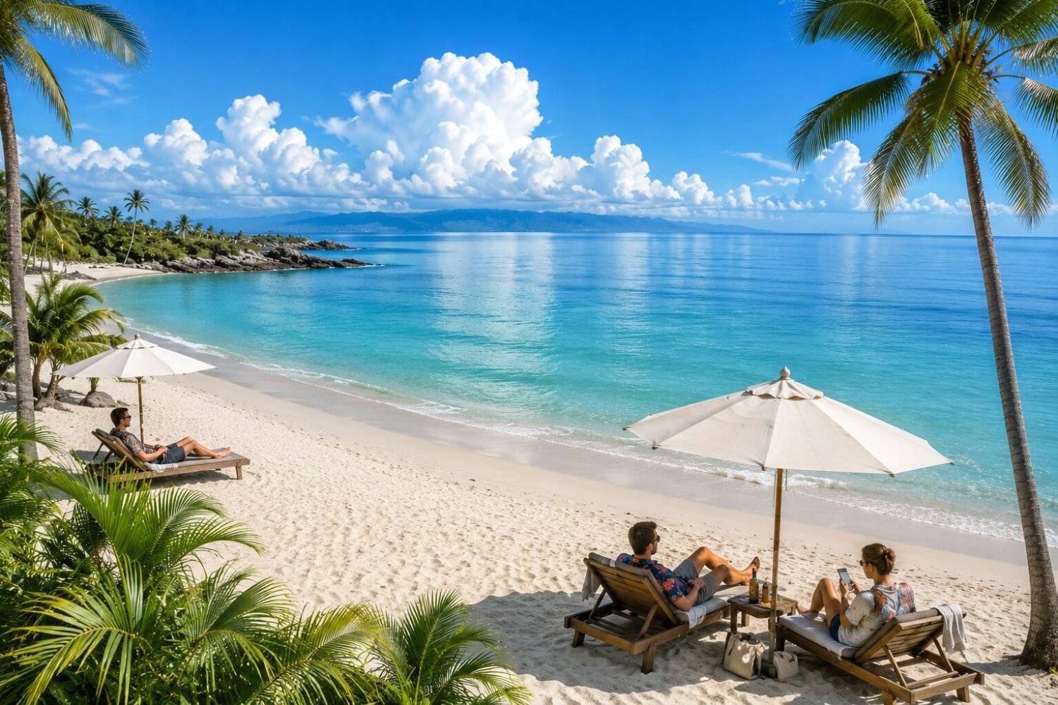 Traveller Relaxing On A Beach In San Pedro Beach
