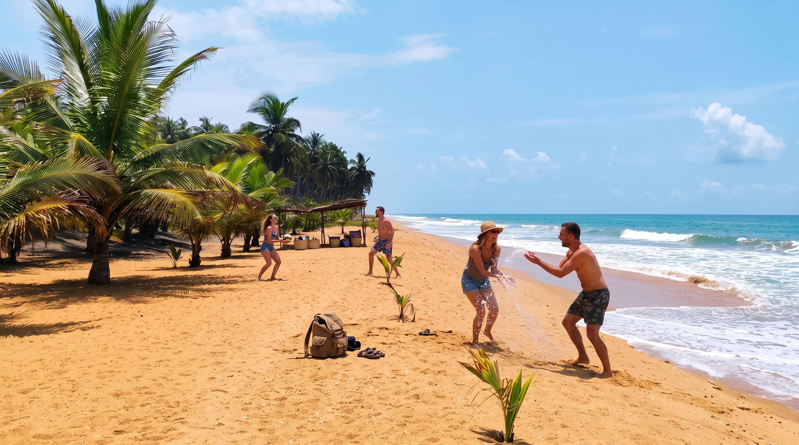Travellers at Jacqueville Beach, Ivory Coast
