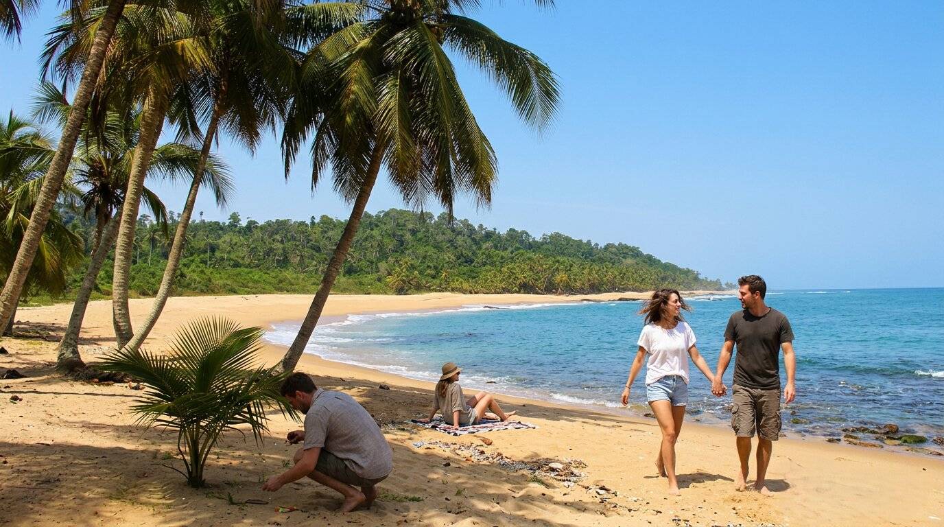 Travellers relaxing at Assinie Beach